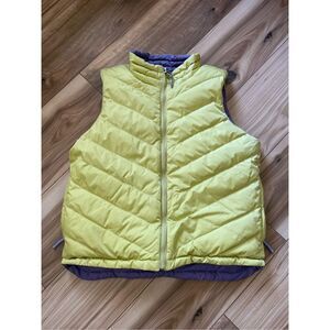 COLDWATER CREEK Womens Reversible Goose Down Vest size medium Yellow and Purple